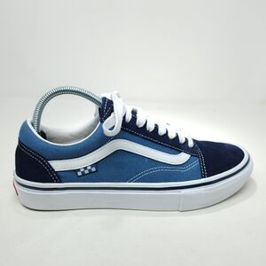 Vans Pop Cush Shoes Mens 8.5 Skateboarding Blue White Sneakers.